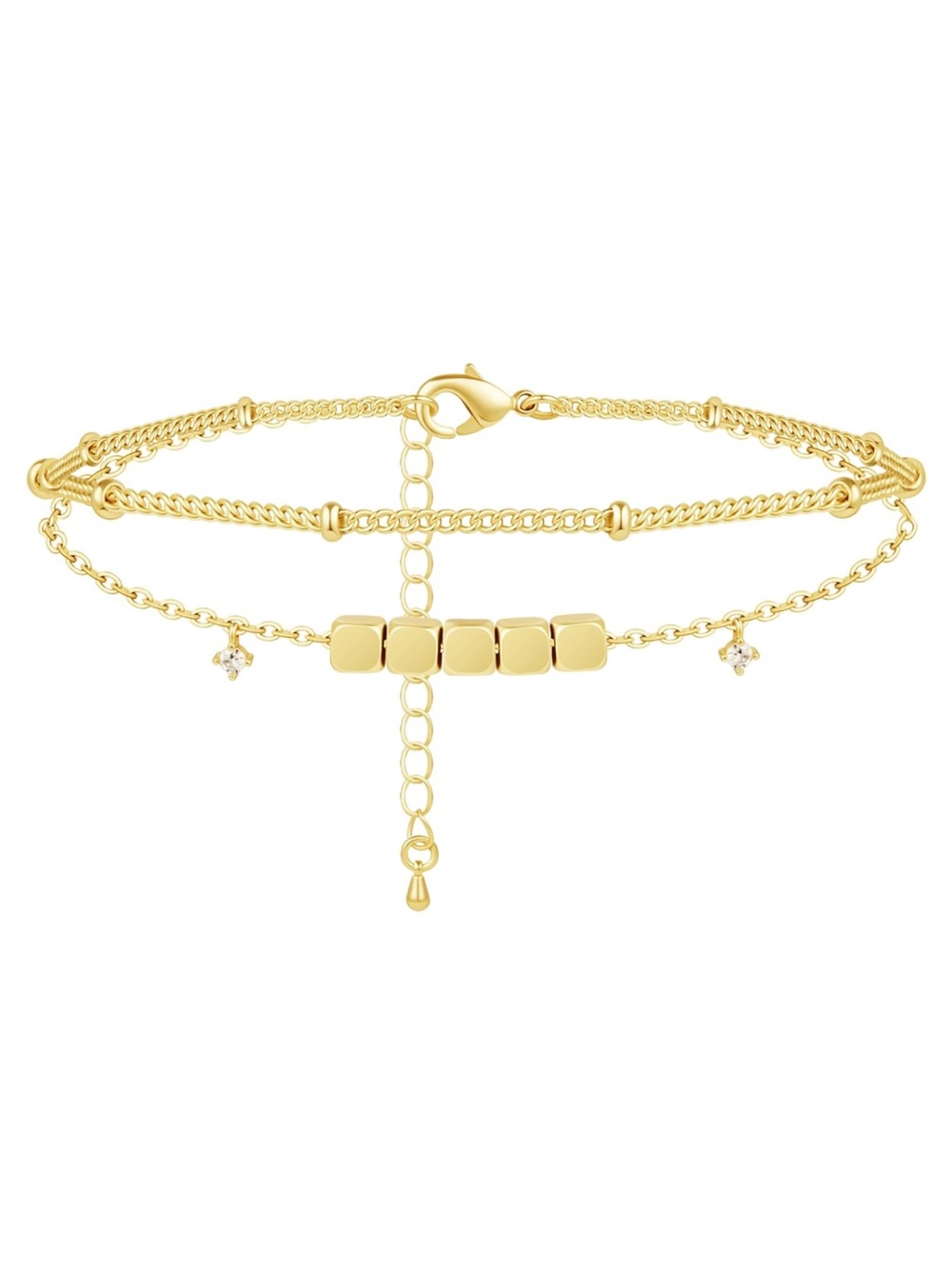 Gold Multi-Chain Beaded Bracelet